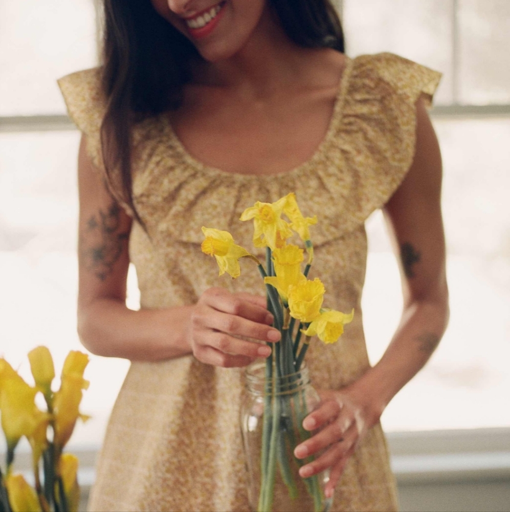 Christy Dawn Cream Floral Maxi Dress with Ruffle Collar - Picture 6 of 12